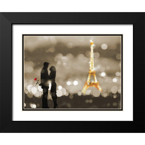 A Date in Paris (BW) Black Modern Wood Framed Art Print with Double Matting by Loumer, Dianne