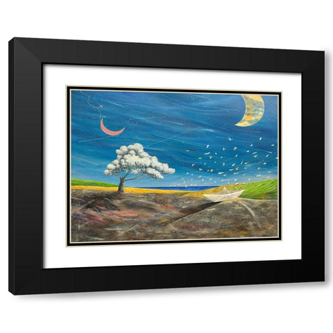 La grande luna sta lÃ¬ a guardare Black Modern Wood Framed Art Print with Double Matting by Larotonda, Donato