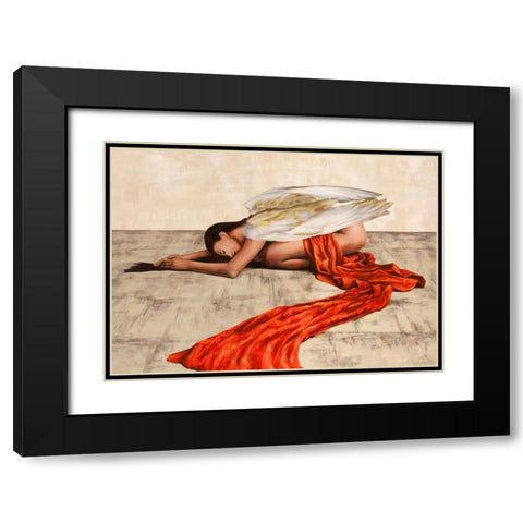 Reclined Angel Black Modern Wood Framed Art Print with Double Matting by Duval, Sonya