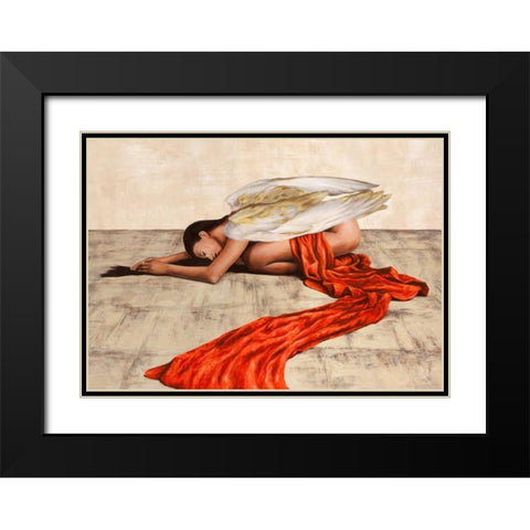 Reclined Angel Black Modern Wood Framed Art Print with Double Matting by Duval, Sonya