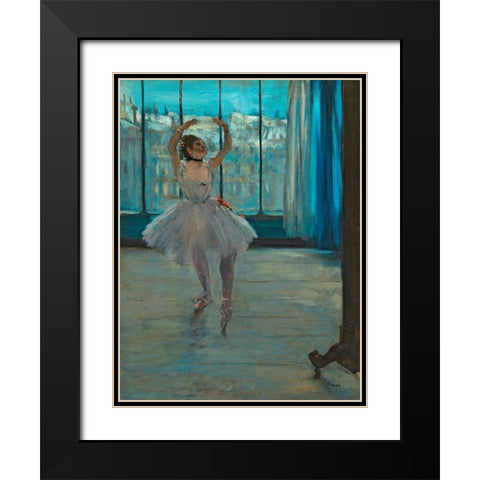 Dancer posing Black Modern Wood Framed Art Print with Double Matting by Degas, Edgar