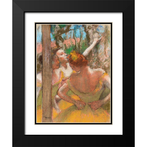 Dancers Black Modern Wood Framed Art Print with Double Matting by Degas, Edgar