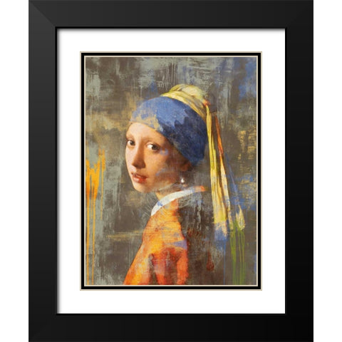 Vermeers Girl 2.0 Black Modern Wood Framed Art Print with Double Matting by Chestier, Eric
