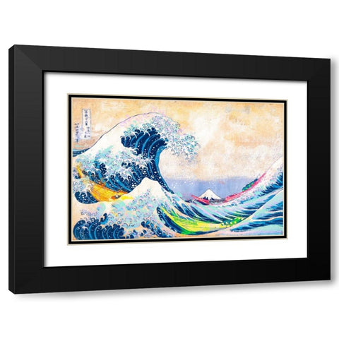 Hokusais Wave 2.0 Black Modern Wood Framed Art Print with Double Matting by Chestier, Eric