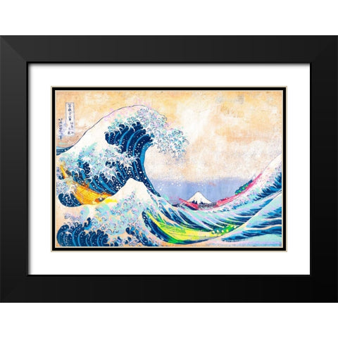 Hokusais Wave 2.0 Black Modern Wood Framed Art Print with Double Matting by Chestier, Eric