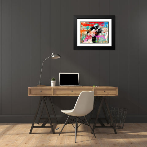 Kissing the War Goodbye 2.0 Black Modern Wood Framed Art Print with Double Matting by Chestier, Eric