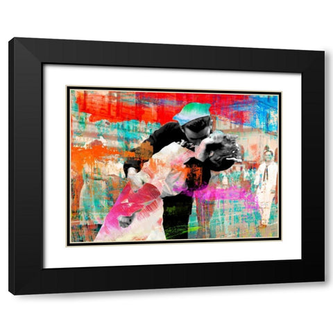 Kissing the War Goodbye 2.0 Black Modern Wood Framed Art Print with Double Matting by Chestier, Eric