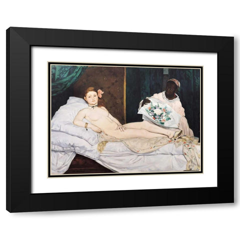 Olympia  Black Modern Wood Framed Art Print with Double Matting by Manet, Edouard
