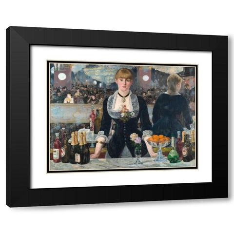 Bar at the Folies-BergÃ¨re Black Modern Wood Framed Art Print with Double Matting by Manet, Edouard