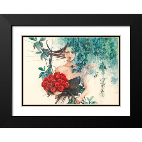 Fairy of the Roses Black Modern Wood Framed Art Print with Double Matting by Pagnoni, Erica