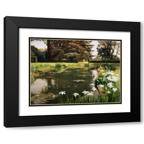 The Garden Sutton Place England Black Modern Wood Framed Art Print with Double Matting by Spence, Ernest