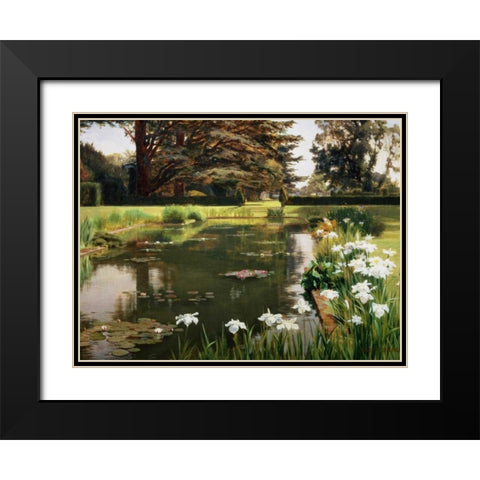 The Garden Sutton Place England Black Modern Wood Framed Art Print with Double Matting by Spence, Ernest
