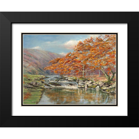 Ruscello silvestre Black Modern Wood Framed Art Print with Double Matting by Cerana, Francesco