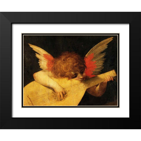 Angelo musicante (detail) Black Modern Wood Framed Art Print with Double Matting by Rosso Fiorentino