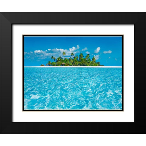 Tropical lagoon with palm island, Maldives Black Modern Wood Framed Art Print with Double Matting by Krahmer, Frank