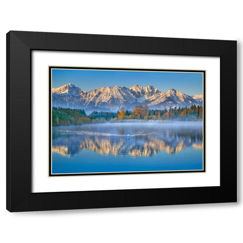Allgaeu Alps and Hopfensee lake, Bavaria, Germany Black Modern Wood Framed Art Print with Double Matting by Frank, Krahmer