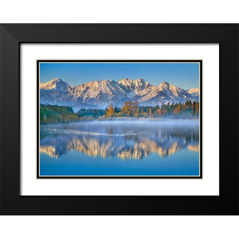 Allgaeu Alps and Hopfensee lake, Bavaria, Germany Black Modern Wood Framed Art Print with Double Matting by Frank, Krahmer