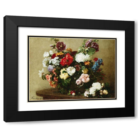 Bouquet of Various Flowers Black Modern Wood Framed Art Print with Double Matting by Fantin-Latour, Henri