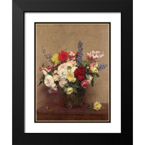 The Rosy Wealth of June Black Modern Wood Framed Art Print with Double Matting by Fantin-Latour, Henri