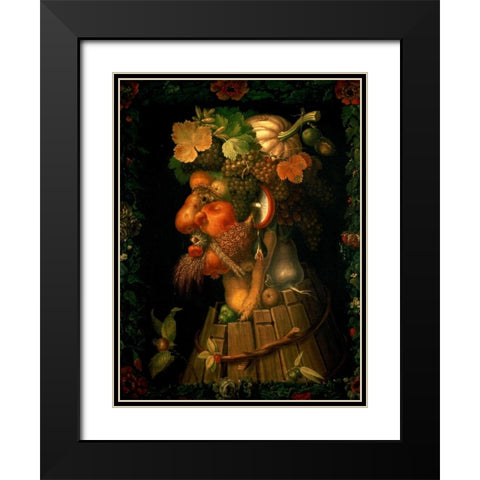 Autumn Black Modern Wood Framed Art Print with Double Matting by Arcimboldo, Giuseppe