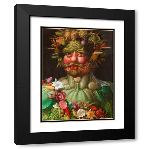 Rudolf II of Habsburg as Vertumnus Black Modern Wood Framed Art Print with Double Matting by Arcimboldo, Giuseppe
