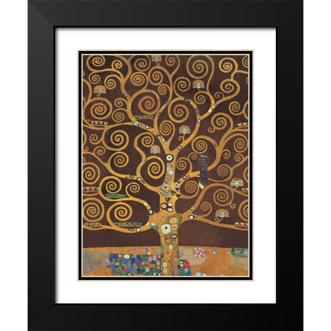 Tree of Life-Brown Variation Black Modern Wood Framed Art Print with Double Matting by Klimt, Gustav