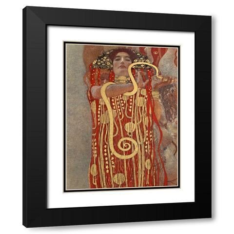 Medicina Black Modern Wood Framed Art Print with Double Matting by Klimt, Gustav