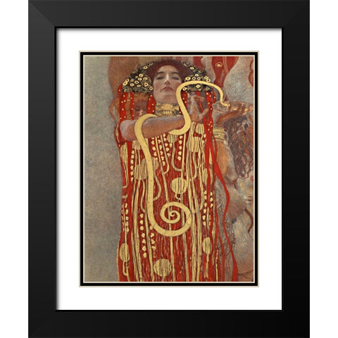 Medicina Black Modern Wood Framed Art Print with Double Matting by Klimt, Gustav