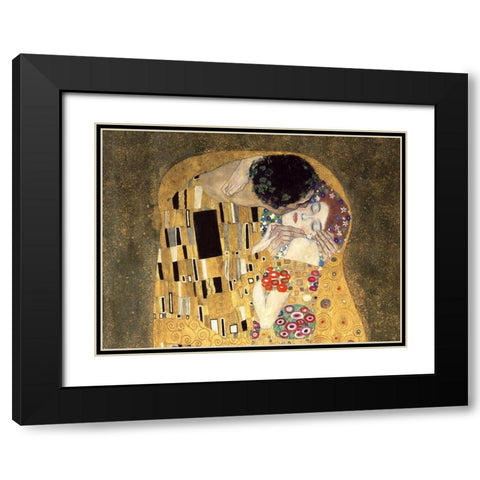 The Kiss (detail) Black Modern Wood Framed Art Print with Double Matting by Gustav, Klimt
