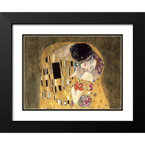 The Kiss (detail) Black Modern Wood Framed Art Print with Double Matting by Gustav, Klimt