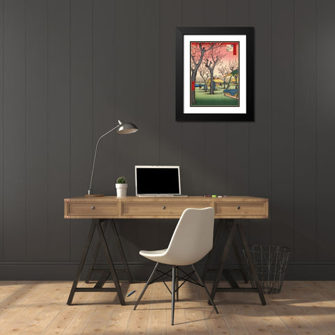 Plum Garden Kamata Black Modern Wood Framed Art Print with Double Matting by Hiroshige, Ando