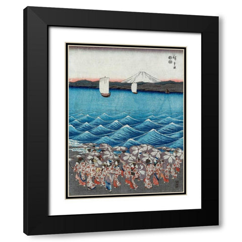 Opening celebration of Benzaiten III Black Modern Wood Framed Art Print with Double Matting by Hiroshige, Ando
