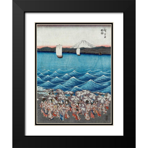 Opening celebration of Benzaiten III Black Modern Wood Framed Art Print with Double Matting by Hiroshige, Ando