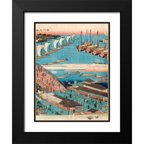 Woodcut II Black Modern Wood Framed Art Print with Double Matting by Hiroshige, Ando