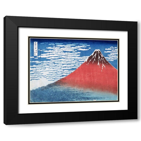 Fine Wind Clear Morning Black Modern Wood Framed Art Print with Double Matting by Hokusai