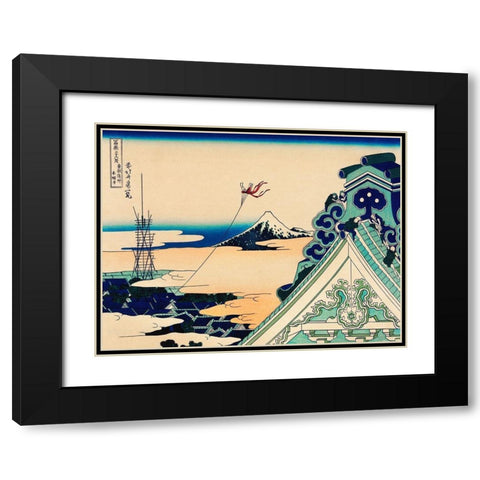Temple at Asakusa in the Eastern Capital Black Modern Wood Framed Art Print with Double Matting by Hokusai, Katsushika