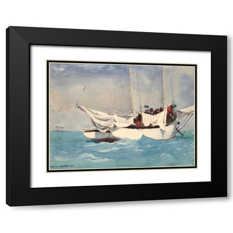 Key West, Hauling Anchor Black Modern Wood Framed Art Print with Double Matting by Homer, Winslow