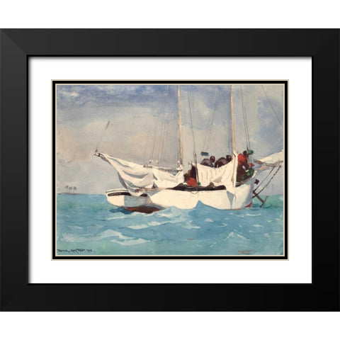 Key West, Hauling Anchor Black Modern Wood Framed Art Print with Double Matting by Homer, Winslow