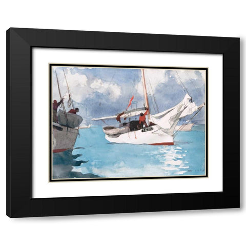 Fishing Boats, Key West Black Modern Wood Framed Art Print with Double Matting by Homer, Winslow