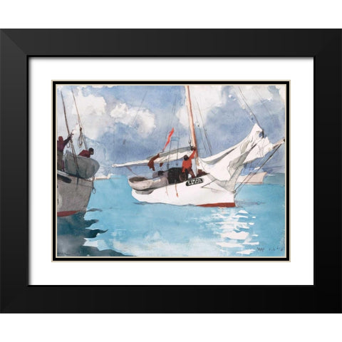 Fishing Boats, Key West Black Modern Wood Framed Art Print with Double Matting by Homer, Winslow