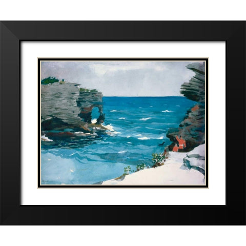Rocky Shore, Bermuda Black Modern Wood Framed Art Print with Double Matting by Homer, Winslow