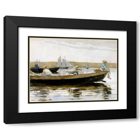 Boys in a Dory Black Modern Wood Framed Art Print with Double Matting by Homer, Winslow