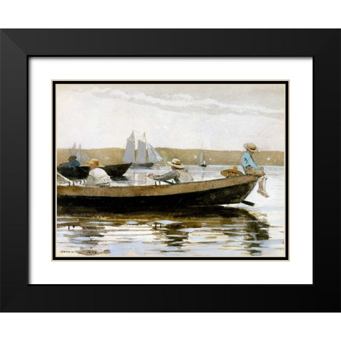 Boys in a Dory Black Modern Wood Framed Art Print with Double Matting by Homer, Winslow