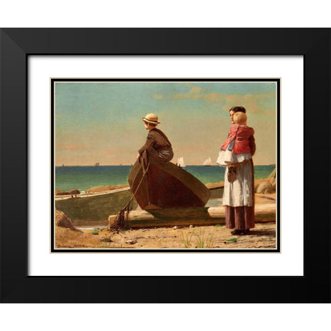 Dadâ€™s Coming (detail) Black Modern Wood Framed Art Print with Double Matting by Homer, Winslow