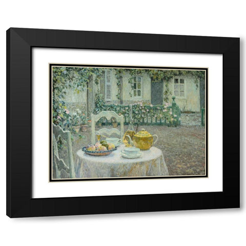 The Pink Tablecloth Black Modern Wood Framed Art Print with Double Matting by Le Sidaner, Henri