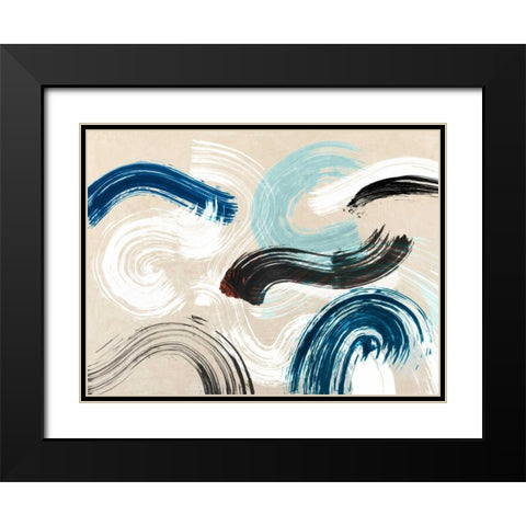 Waves Black Modern Wood Framed Art Print with Double Matting by Ikeda, Haru