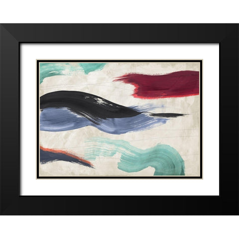 Waves of Colors Black Modern Wood Framed Art Print with Double Matting by Ikeda, Haru