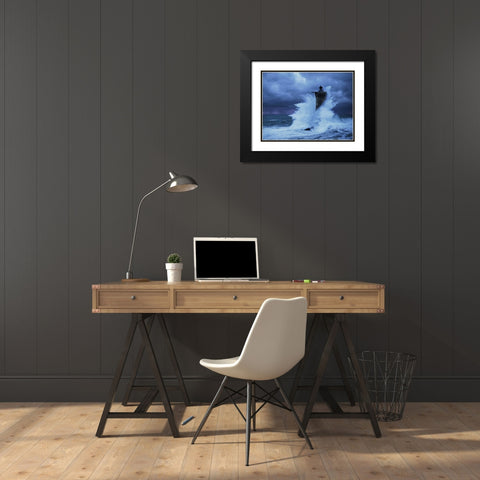 Phare du Four Bretagne Black Modern Wood Framed Art Print with Double Matting by Guichard, Jean