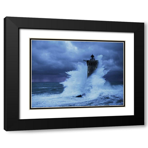 Phare du Four Bretagne Black Modern Wood Framed Art Print with Double Matting by Guichard, Jean