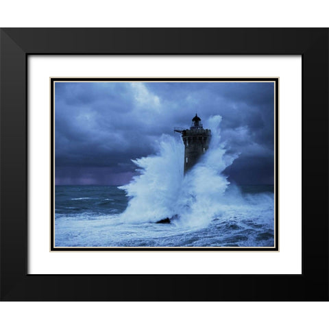 Phare du Four Bretagne Black Modern Wood Framed Art Print with Double Matting by Guichard, Jean